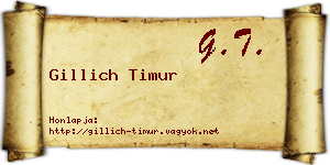 Gillich Timur névjegykártya